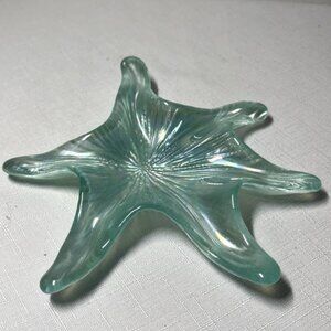 STARFISH Tray Trinket Art Glass Jewelry Dish Beach Cottage Ocean